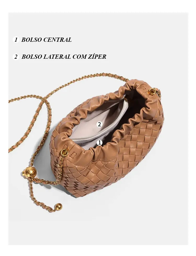 Bolsa em Tressê Crossbody Liandra Marrom