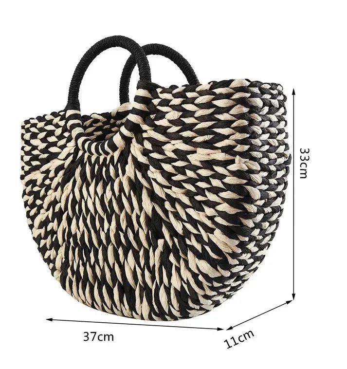 Bolsa Estruturada Palha Recifes Colorida Vermelha