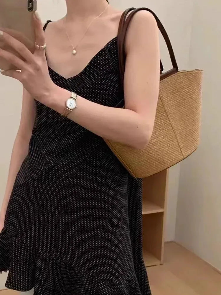 Bolsa Estruturada em Palha e Couro Mykonos