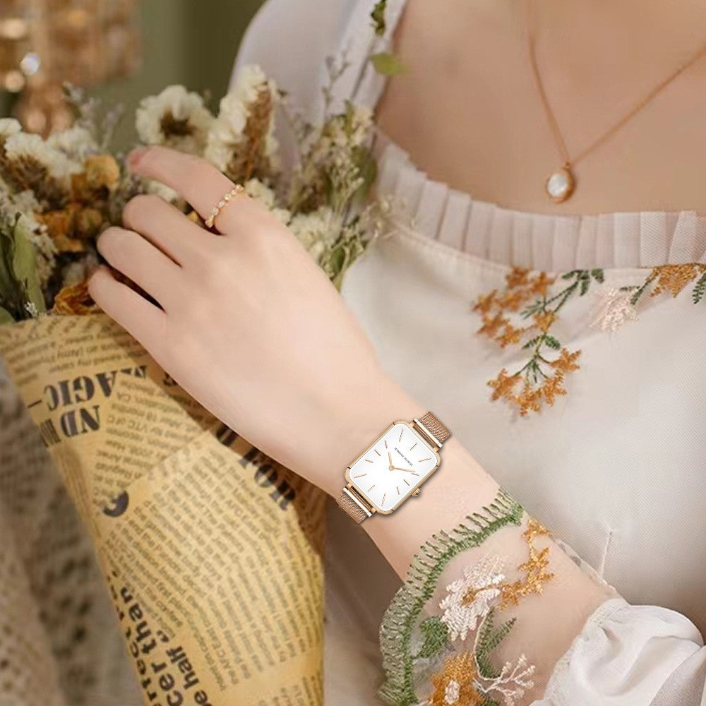 Relógio Aço Inoxidável Minimalist Square