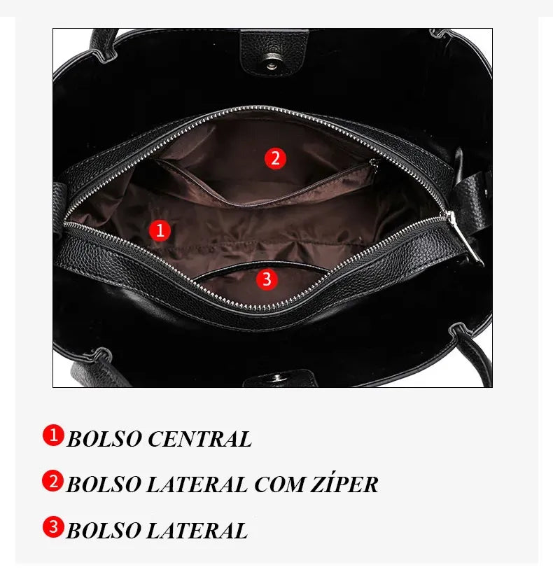 Bolsa de Mão em Couro Iona Black