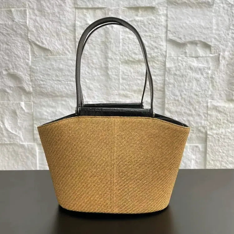 Bolsa Estruturada em Palha e Couro  Mykonos
