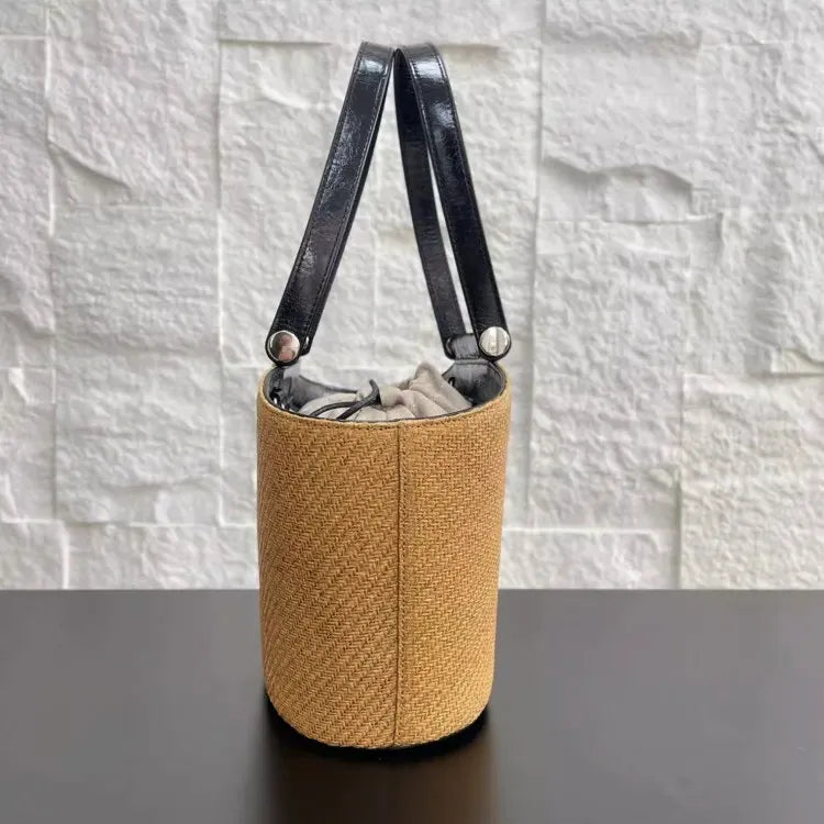 Bolsa Estruturada em Palha e Couro  Mykonos