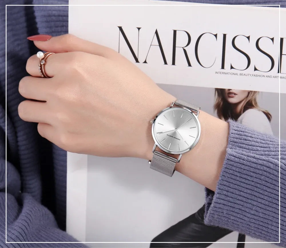 Relógio Aço Inoxidável Minimalist