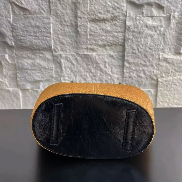 Bolsa Estruturada em Palha e Couro  Mykonos