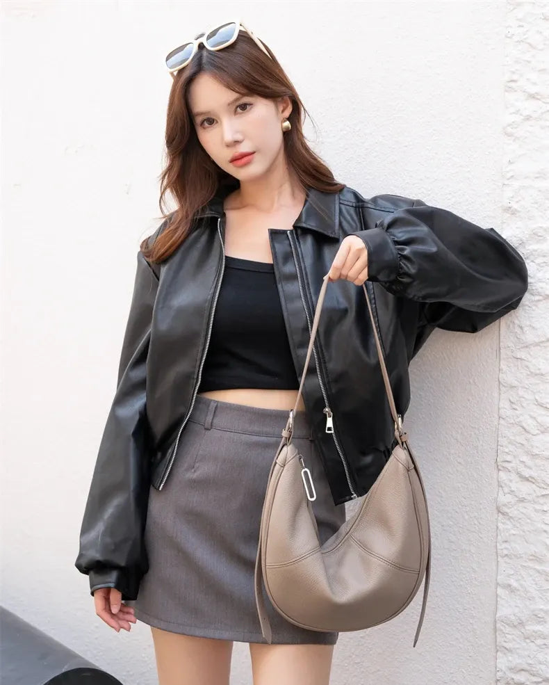 Bolsa de Ombro Hobo em Couro Túlia