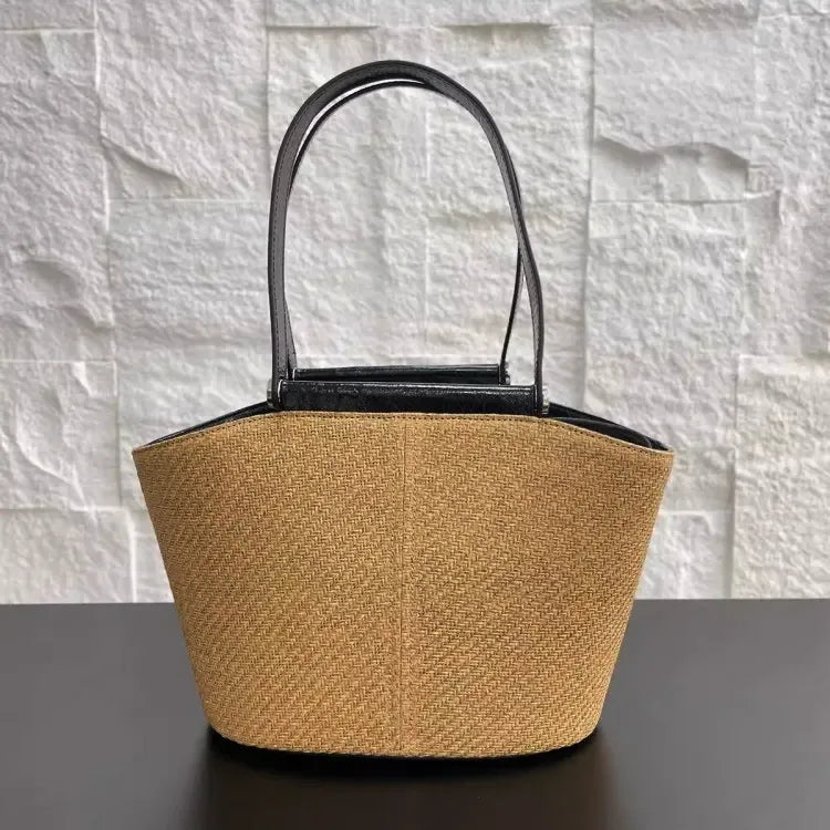 Bolsa Estruturada em Palha e Couro  Mykonos