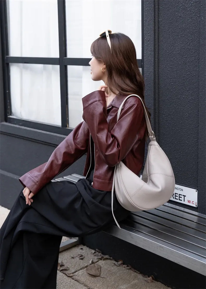 Bolsa de Ombro Hobo em Couro Túlia