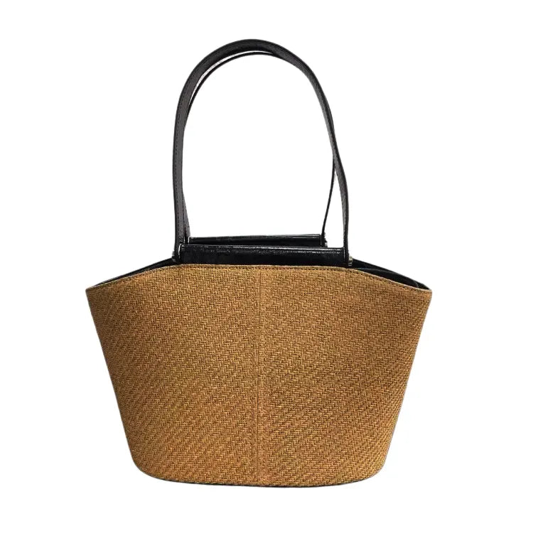 Bolsa Estruturada em Palha e Couro  Mykonos