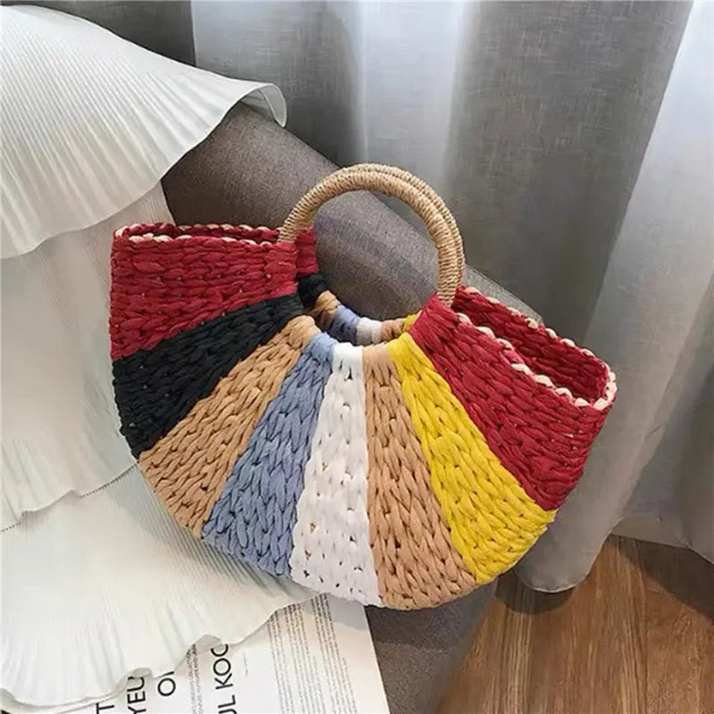 Bolsa Estruturada Palha Colorida Recifes
