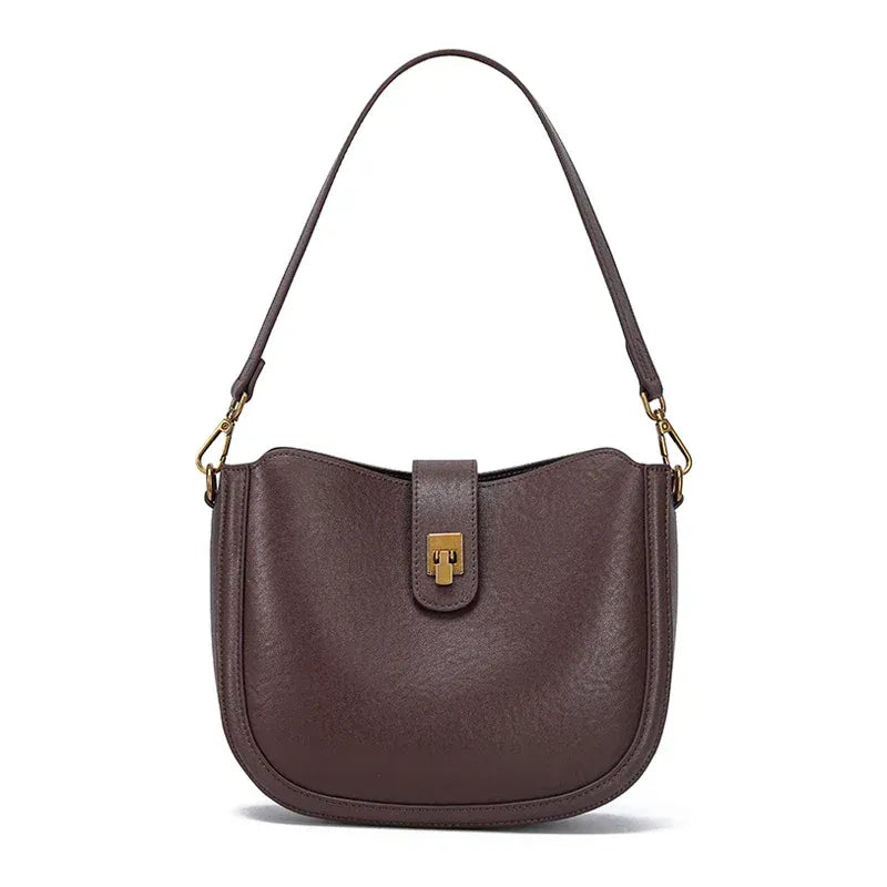 Bolsa de ombro feminina de couro natural