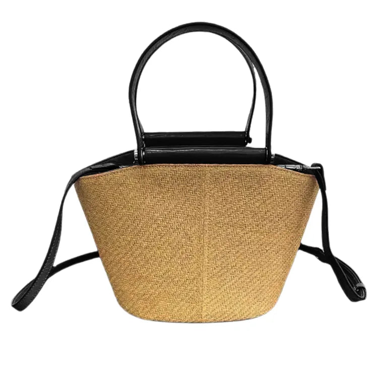 Bolsa Estruturada em Palha e Couro  Mykonos