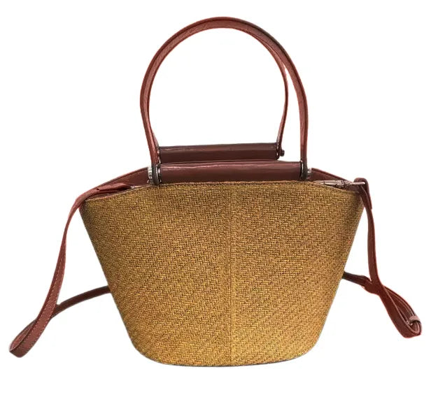 Bolsa Estruturada em Palha e Couro  Mykonos