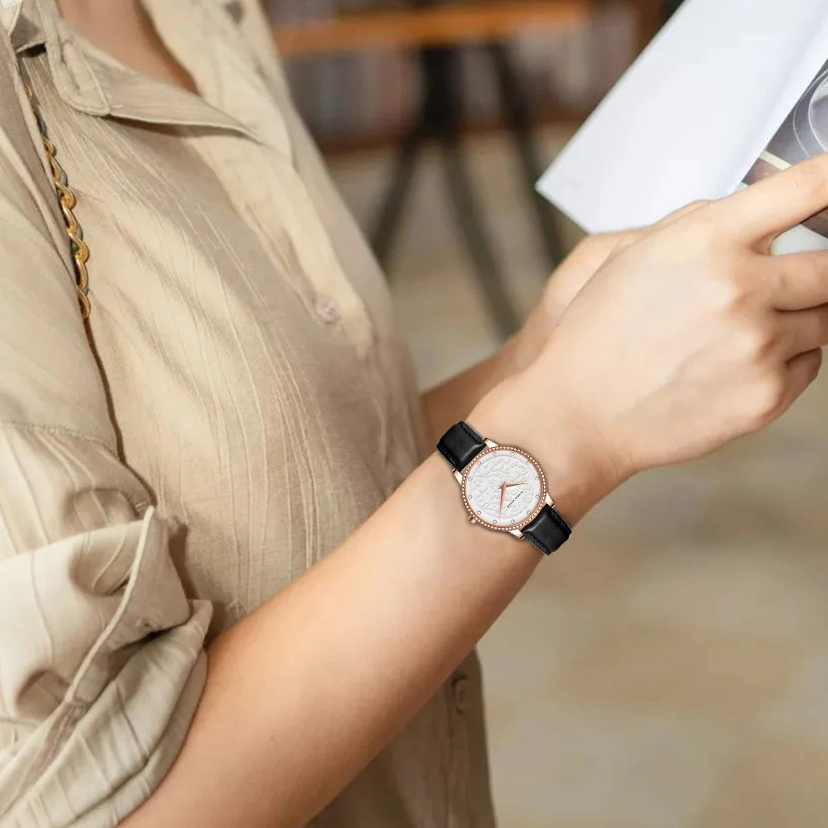 Relógio Pulseira Couro Mosaic