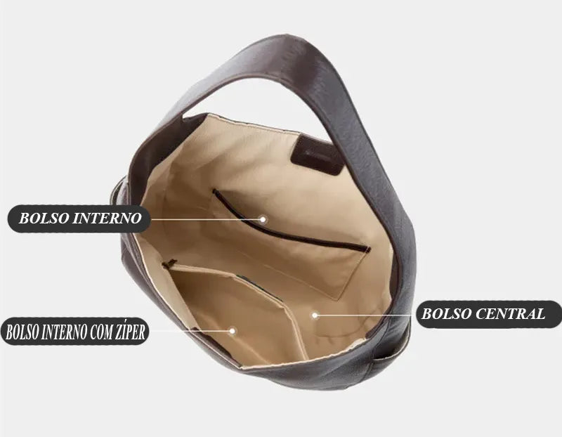 Bolsa Maxi em Couro Eleonora Café