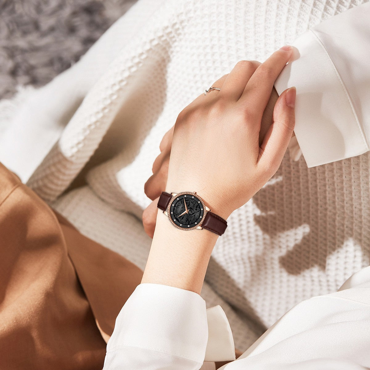 Relógio Pulseira Couro Mosaic