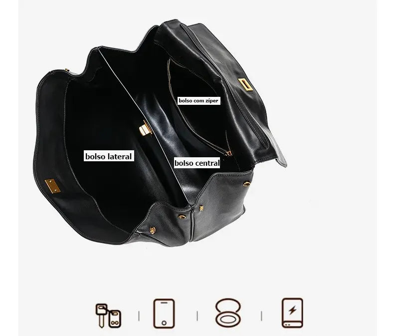 Bolsa Cassy de Ombro em Couro