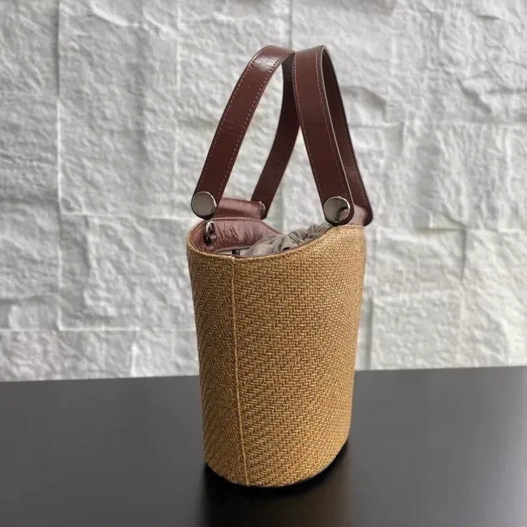 Bolsa Estruturada em Palha e Couro  Mykonos