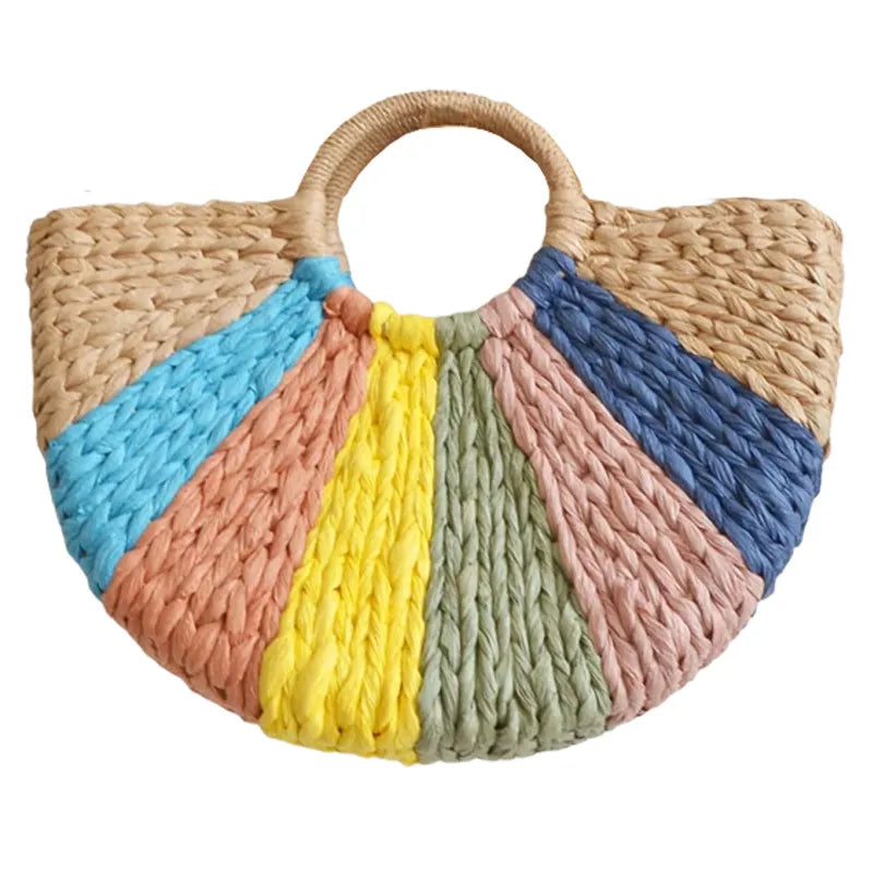 Bolsa Estruturada Palha Recifes Colorida Cáqui