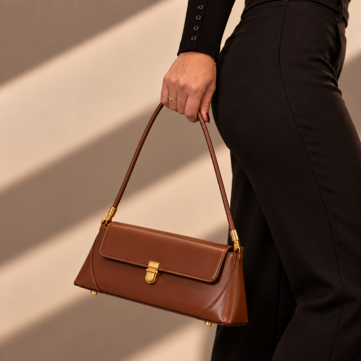 Bolsa Baguete em Couro Veneza