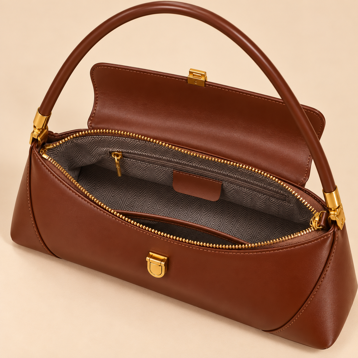 Bolsa Baguete em Couro Veneza