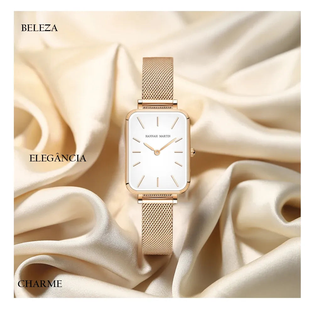 Relógio Aço Inoxidável Minimalist Square