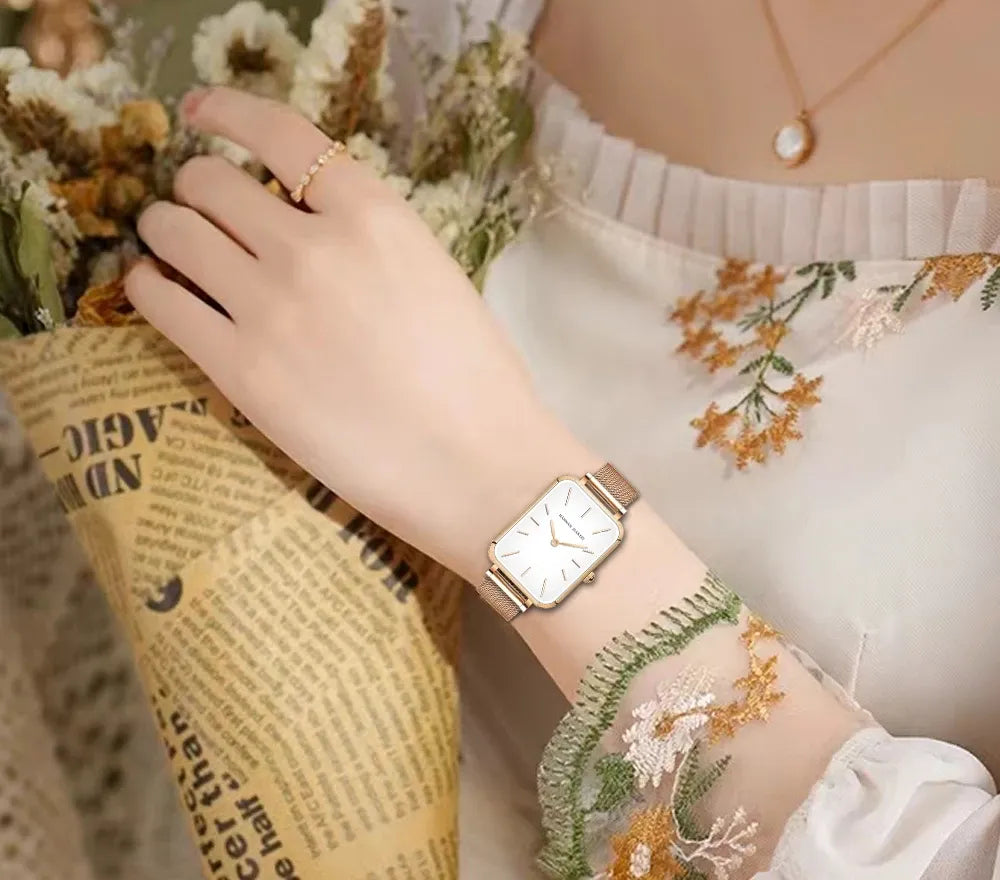 Relógio Aço Inoxidável Minimalist Square