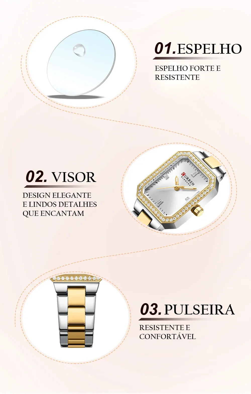 Relógio Aço Inoxidável Square