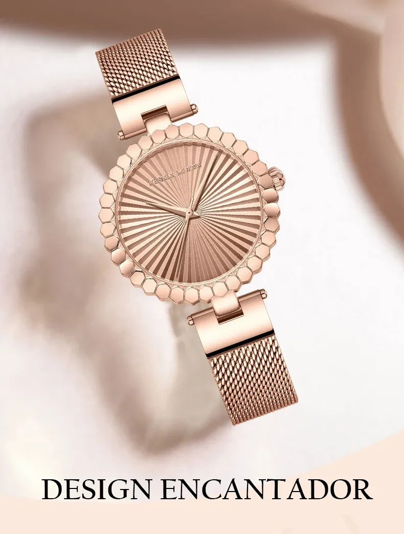 Relógio Aço Inoxidável Flower