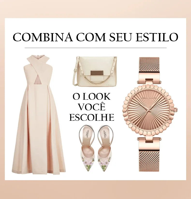 Relógio Aço Inoxidável Flower