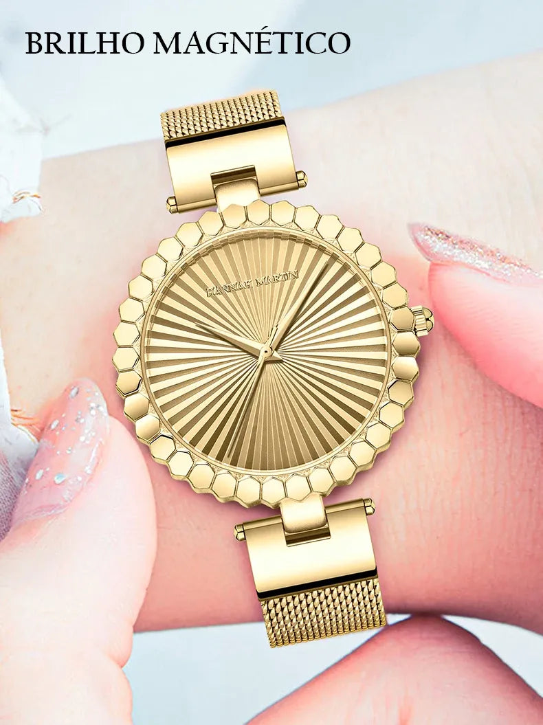 Relógio Aço Inoxidável Flower