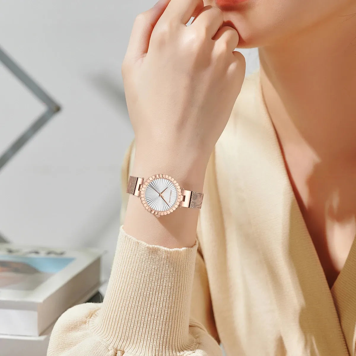 Relógio Aço Inoxidável Flower