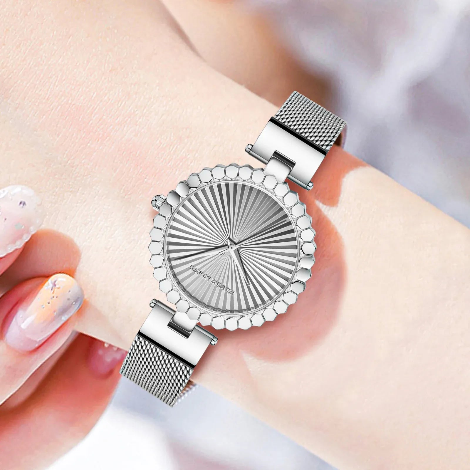 Relógio Aço Inoxidável Flower